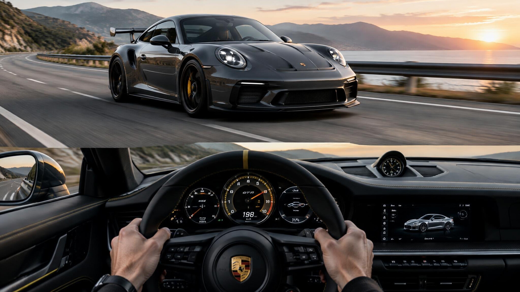 porsche sports car on highway