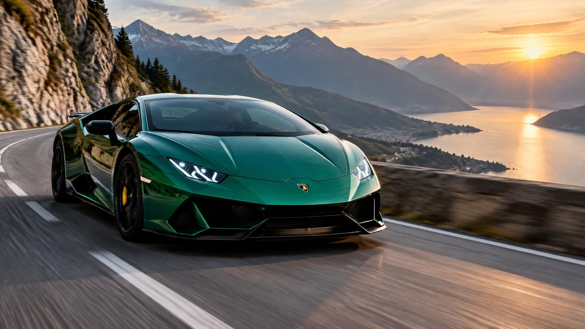 luxury sports car on mountain road